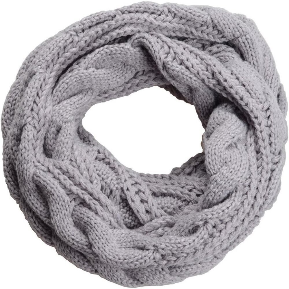 Women's Twist Grey Thick Ribbed Knit Winter Infinity Circle Loop Scarf